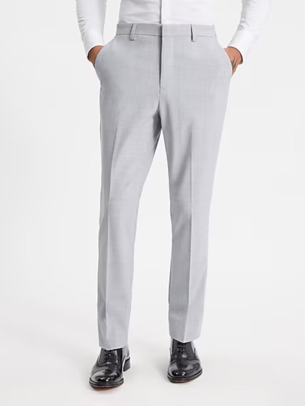 Express Slim Light Gray Wool-Blend Washable Modern Tech Suit Pant Size:W29 L30